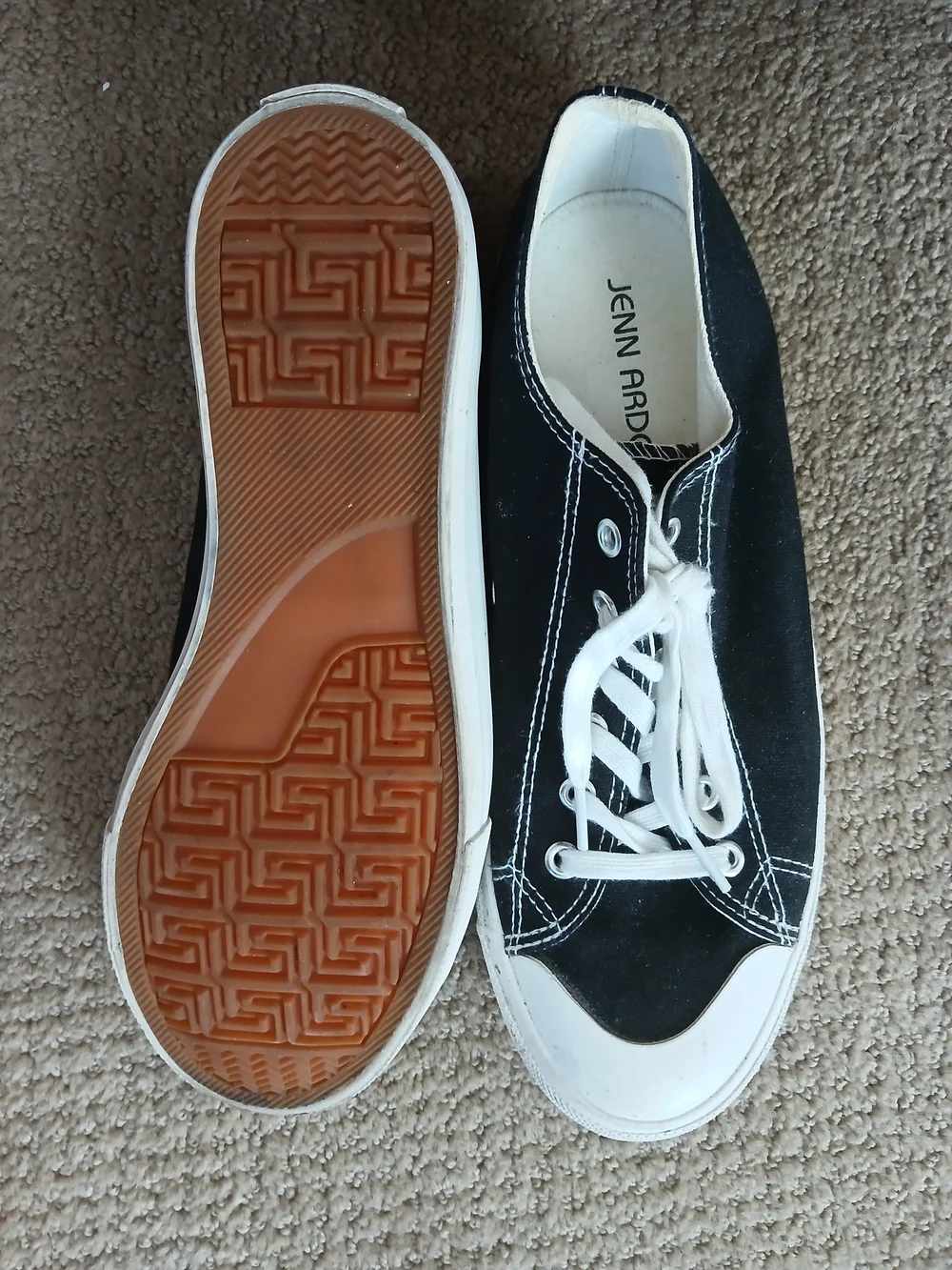 Jenn Ardor Black Canvas Sneakers with White Trim